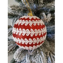 Новорічні кулі червоні зі спіральним візерунком Ø100мм, ціна за набір 2 шт (SH222)